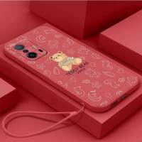 เคส Xiaomi ซิลิโคนเหลวเคสนิ่มใส่โทรศัพท์11T ฝาครอบเคสกันกระแทกมือถือเรียบลายการ์ตูนน่ารักหมีพร้อมสายคล้อง