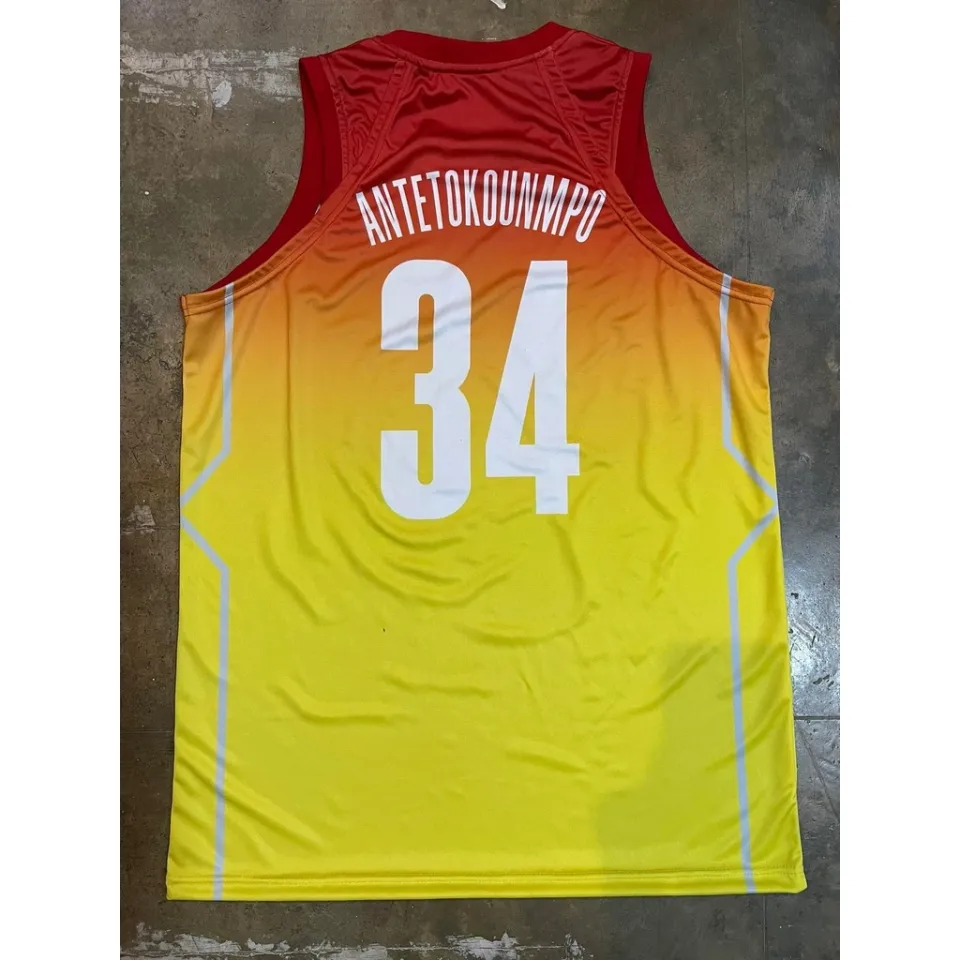 2023 NBA ALL-STAR GAME NBA CUT JERSEY YELLOW / RED, LEBRON VS GIANNIS FULL  SUBLIMATION JERSEY