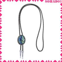 [Sohad] Western Bolo Tie, Costume Accessories Unique Pendant Handmade PU Leather Cowboy Necktie for Show Party Anniversaries