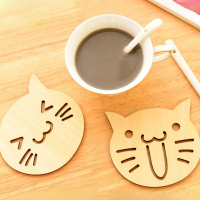 1Pcs Korea Creative Cute Animal Wooden Mug Coasters Desktop Mat Cup Mats Wood Carved Cup Pads Shop Bar Tea Coffee Cup Holder