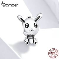 BAMOER 925 Silver Cute Rabbit Charm For Original celet&amp;Bangle Accessories SCC1467