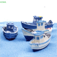 ?【Lowest price】HOMA Pop 1pcs Yacht เรือตกปลาเรือขนาดเล็ก Fairy Garden บ้านหัตถกรรม Micro ภูมิทัศน์ตกแต่ง DIY อุปกรณ์เสริม