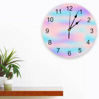 Rainbow Gradient Wall Clock ดีไซน์ทันสมัยเงียบห้องนอนห้องนั่งเล่นตกแต่งรอบแขวนนาฬิกา