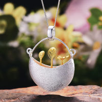 2021Lotus Fun Real 925 Sterling Silver Handmade Fine Jewelry My Little Garden Design Pendant without Necklace for Women Acessorios