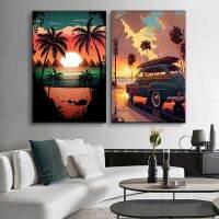 Artsy Santa Monica And Amsterdam Venice Beach แฟชั่นทันสมัยสติกเกอร์ตกแต่งผนังกราฟฟิตีจิตรกรรมสีน้ำมันภูมิทัศน์ของขวัญภาพพิมพ์ผ้าใบ A238171จิตรกรรมฝาผนัง