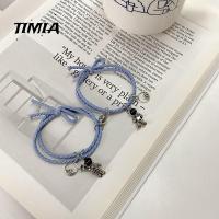 TIMIA 2 ชิ้น/เซ็ต ปรับได้ ภูเขาและทะเล นักบินอวกาศ ผู้ชาย คนรัก เชือกมือกัน สร้อยข้อมือคู่ ของขวัญวันวาเลนไทน์ สายรัดข้อมือแม่เหล็ก