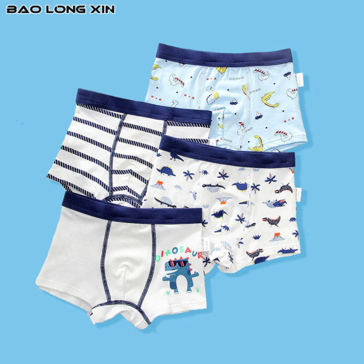baolongxin-กางเกงบ็อกเซอร์เด็กผู้ชายชุดชั้นในผ้าฝ้ายแท้-กางเกงบ็อกเซอร์กางเกงบ็อกเซอร์เด็กขนาดกลางและใหญ่4ชิ้น