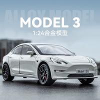 1:24 Tesla Model 3 High Simulation Diecast Metal Alloy Model Car Sound Light Pull Back Collection Kids Toy Gifts