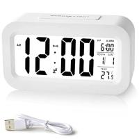 Digital Alarm Clock Rechargeable Digital Clock with Smart Light Sensor Date and Temperature Indicator