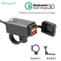 อะแดปเตอร์ชาร์จไฟรถยนต์ Aitemay 12V 3.0อุปกรณ์ชาร์จยูเอสบีีสำหรับรถจักรยานยนต์ชาร์จอย่างเร็วช่องเสียบ USB 2ช่อง