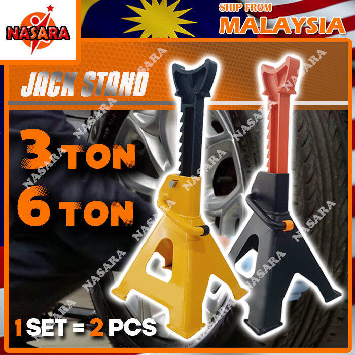 NASARA 3 TON 6 TON HEAVY DUTY JACK STAND ( 1 PAIR / 2 PCS ) WITH
