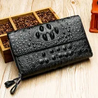 Mens Genuine leather Crocodile pattern day clutch Bag Large-capacity Business Wallet Multi-card Handbag Men card holder wallet