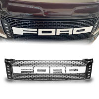 กระจังหน้า หน้ากระจัง สีดำด้าน มีไฟ LED สีขาว 10 จุด รุ่น ฟอร์ด เรนเจอร์ FORD RANGER ปี 2012 2013 2014 โลโก้ สีขาว