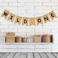 1ชุด Glitter Gold Crown Jute Burlap Wild One ผ้าลินินแบนเนอร์ Toppers Baby Shower เพศเปิดเผยวันเกิด Party Decoration