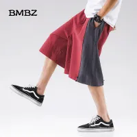 Streetwear Cotton Linen Contrast Casual Shorts 2020 Summer Fashions Knee Length Pants Harajuku Loose Wide Leg Harlan Shorts