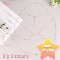 ?【Lowest price】FG Zircon tassel SEXY Beach Wedding Accessories ผู้หญิง Bra Bikini in hollout Body CHAIN โซ่ดีทรวงอก