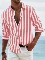 【HOT】﹉✈ Fashion Mens Striped Office Outdoor Seaside Beach Soft Shirt Size S-6XL