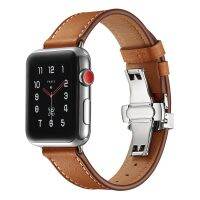 ✒♝ Straps For Apple watch band 44mm 42mm 40mm 38mm Leather metal Butterfly buckle bracelet watchband iwatch series 7 6 4 3 45 41mm