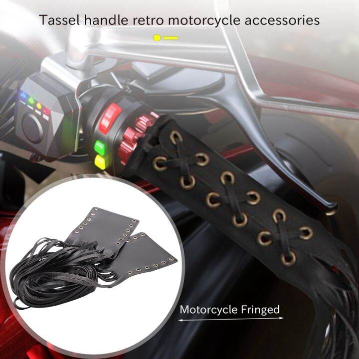 7-8-inch-motorcycle-universal-grips-lever-cover-leather-fringed-hand-grip-handlebar-grips-vintage-black