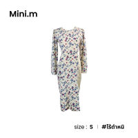 mini.m ชุดเดรสลายดอกเว้าเอว D038-1