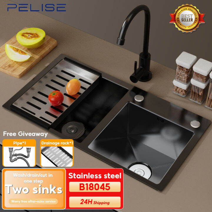 Pelise Sus304 Kitchen Sink High Quality Single Double Black Stainless Steel Sink Lazada Ph 9556