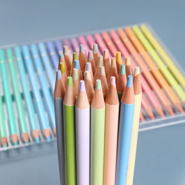 มัน12-24-50มาการูนสีดินสอสีพาสเทลดินสอวาดภาพแบบมืออาชีพดินสอนวนิยายเครื่องมือภาพปักครอสสติชช์อุปกรณ์ศิลปะ
