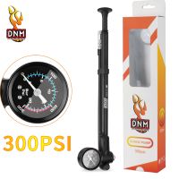 DNM portable high pressure 300psi bike air pump with pressure gauge for forks and air shocks mountain bike road tire air pump