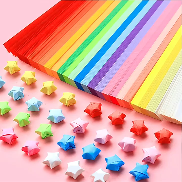กระดาษพับดาว-กระดาษพับดาว-สีพาสเทล-กระดาษพับดาวสีสดใส-ดาวกระดาษ-ของชำร่วย-ของแจก-คละสี-150แผ่น