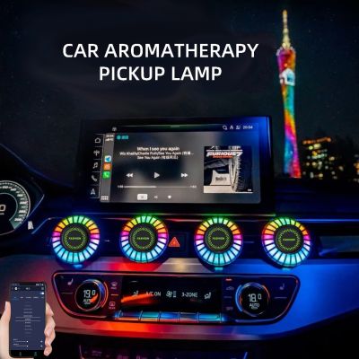 【DT】  hotCar Air Freshener with LED Aroma Decorate Atmosphere Fragrance Accessorie RGB Strip Sound Control Voice Rhythm Light APP Control