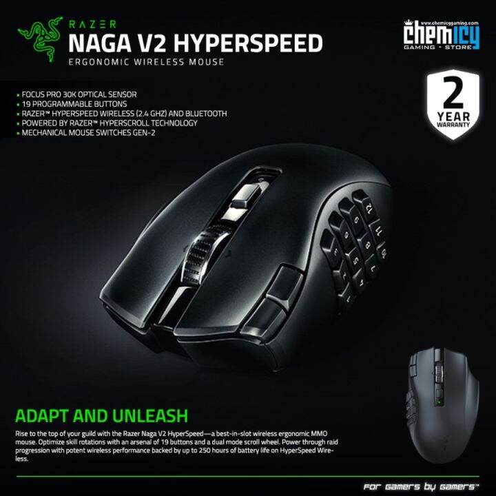 Razer Naga V2 Hyperspeed MMO Wireless Gaming Mouse | Lazada Indonesia