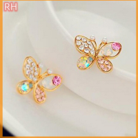 ???ของขวัญผู้หญิงเก๋ๆ Anting Giwang ผีเสื้อกลวงพลอยคริสตัลน่ารักจาก Ranghe