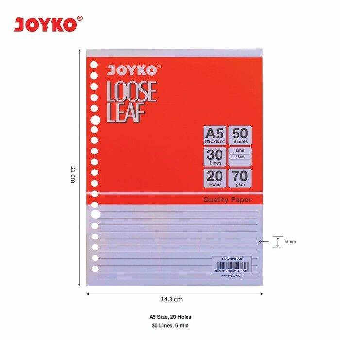 Loose Leaf - Isi Kertas File - Binder Joyko A5-7020 - 50 Lembar ...