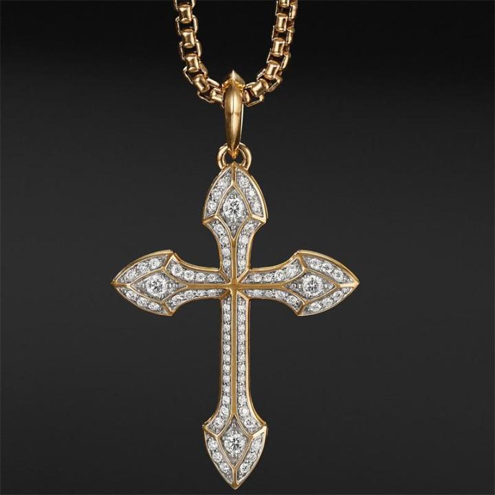 david-yurman-สร้อยคอ-gothic-cross-amulet-ในทองคำ18k-พร้อม-pav-diamonds