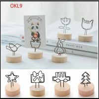 OKL9 1 PC DIY สมุดบันทึก ของตกแต่งบ้าน เครื่องประดับเดสก์ท็อป กรอบรูป ที่ใส่ไม้กลม คลิปภาพ ข้อความสนับสนุนซ้าย