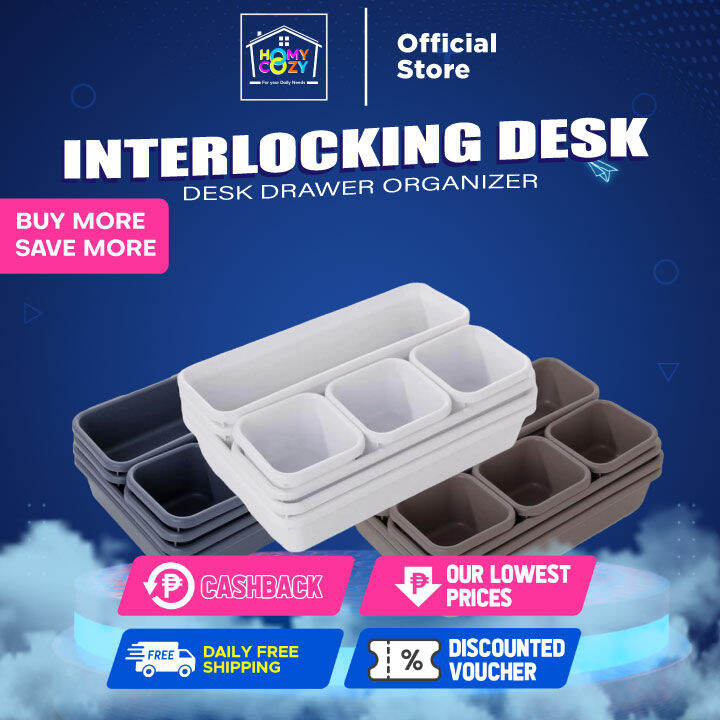 Homy&Cozy 8Pcs Interlocking Desk Drawer Organizer Tray Dividers Shallow