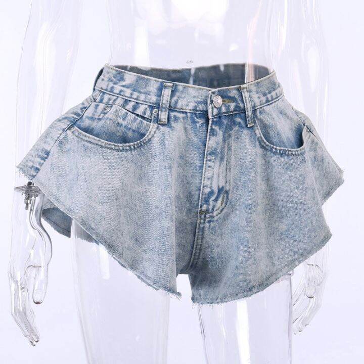 chicever-denim-shorts-for-female-high-waist-pockets-sexy-ruffles-wide-leg-short-womens-solid-trousers-2021-summer-clothes