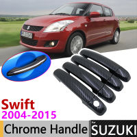 ฝาครอบมือจับประตูคาร์บอนไฟเบอร์สีดำสำหรับ Suzuki Swift Maruti Dzire 2004 ~ 2015 2013 2014อุปกรณ์เสริมในรถยนต์สติกเกอร์ Trim ชุด Chrome