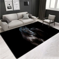 Black Horse 3D Car On the Floor Animal Pattern Big Car Living Room Home Decor Soft Sponge Doormat Entrance Door Bathroom