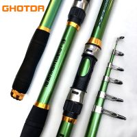 ETXGHOTDA Telescopic Fishing Rod Carp Feeder Hard FRP Carbon Fiber Fishing Rod Green 2.1/2.4/2.7/3.0/3.6M