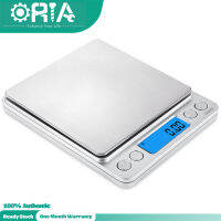 Oria [อัพเกรด] เครื่องชั่งดิจิตอลครัว,500 กรัม/0.01 กรัมมินิพ็อกเก็ตเครื่องประดับขนาด,ทำอาหารอาหาร,จอแสดงผล LCD ด้านหลัง,2 ถาด,6 หน่วย,ปิดอัตโนมัติ,ภาชนะ,ชิ้น,สแตนเลส