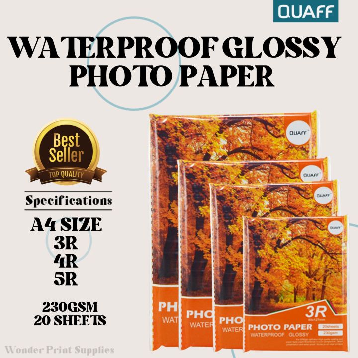 Wps Quaff Glossy Photo Paper 3r 4r 5r A4 Size 230gsm 180gsm 20sheets Lazada Ph 4835