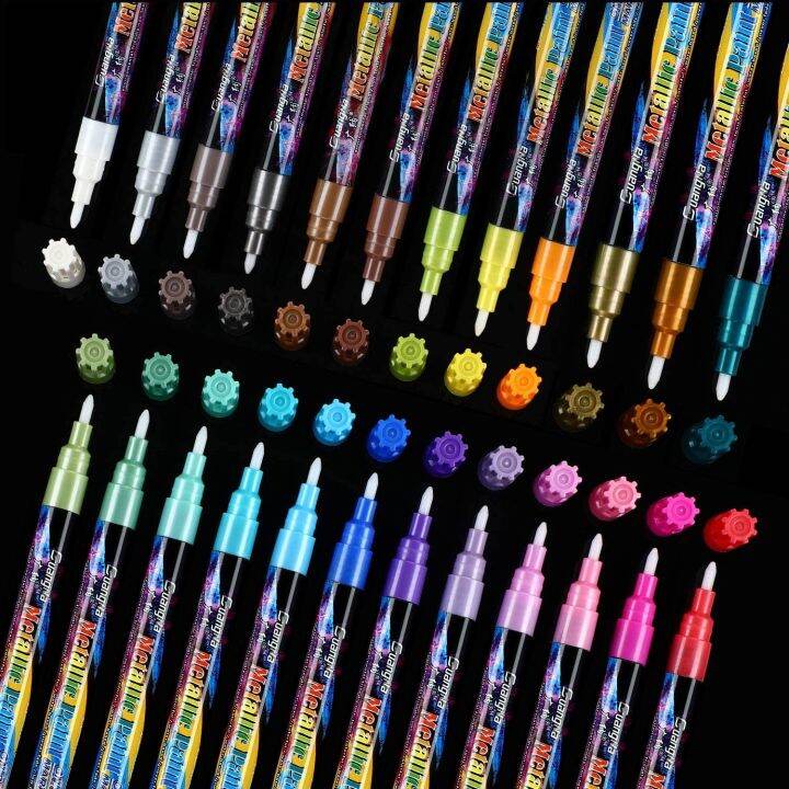 24-color-set-shining-metallic-markers-paints-pens-art-permanent-writing-markers-for-paper-stone-glass-wall