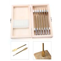 6pcs HSS Titanium Coated Flat Drill Bits Set 10/12/16/18/20/25mm Hexagonal Shrank Hole Wood Drilling Tools For Woodworking