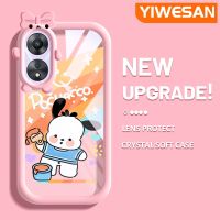 YIWESAN เคสสำหรับ OPPO A78 5G A58x A58 5G เคสรูปการ์ตูนน่ารักรูปโบว์มอนสเตอร์ตัวเล็กกันกระแทกเคสโทรศัพท์โปร่งใสฝาครอบป้องกันเลนส์กล้องถ่ายรูปทีพียูซิลิกาเจล