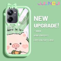 Jjlingji เคสสำหรับ Realme 10 Realme 10 Pro Plus 5G เคสลายการ์ตูนกระต่ายและหมูน่ารักสร้างสรรค์สีสันสดใสเคสซิลิโคนเลนส์กล้องถ่ายรูปแบบนิ่มมอนสเตอร์น้อยเคสใสกันกระแทกแบบใสง่าย