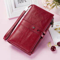 Cellphone Clutch Bag For Ladies Genuine Leather Women Phone Wallets Large Red Zipper Coin Purse Card Holder Trifold Long Wallet