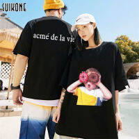 Suikone【มีสินค้า】เสื้อยืดผู้ชาย แฟชั่น สไตล์เกาหลี คอกลม แขนสั้น ลายโดนัท เสื้อเชิ้ตหลวมๆ เนื้อผ้าดี QC7311520