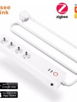 Zigbee สมาร์ทรางปลั๊กไฟ16A สหภาพยุโรปเสียบซ็อกเก็ตบาร์หลายเต้าเสียบสายไฟต่อกับ4AC Pulg อิสระควบคุมพลังงานโดย Tuya