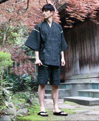 ฤดูร้อนผ้าฝ้าย95% สไตล์ญี่ปุ่นกิโมโนชุดนอนชุดสำหรับผู้ชายชายแขนสั้นนอนเลานจ์ชุดนอนผู้ชายกิโมโนยูกาตะ A52511