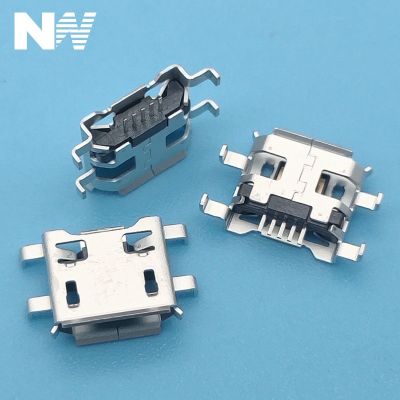 50Pcs Micro Usb Connector 5Pin 0.72Mm Heavy Plate B Type Have Curling Side Female Jack For Mobile Phone Charging Socket